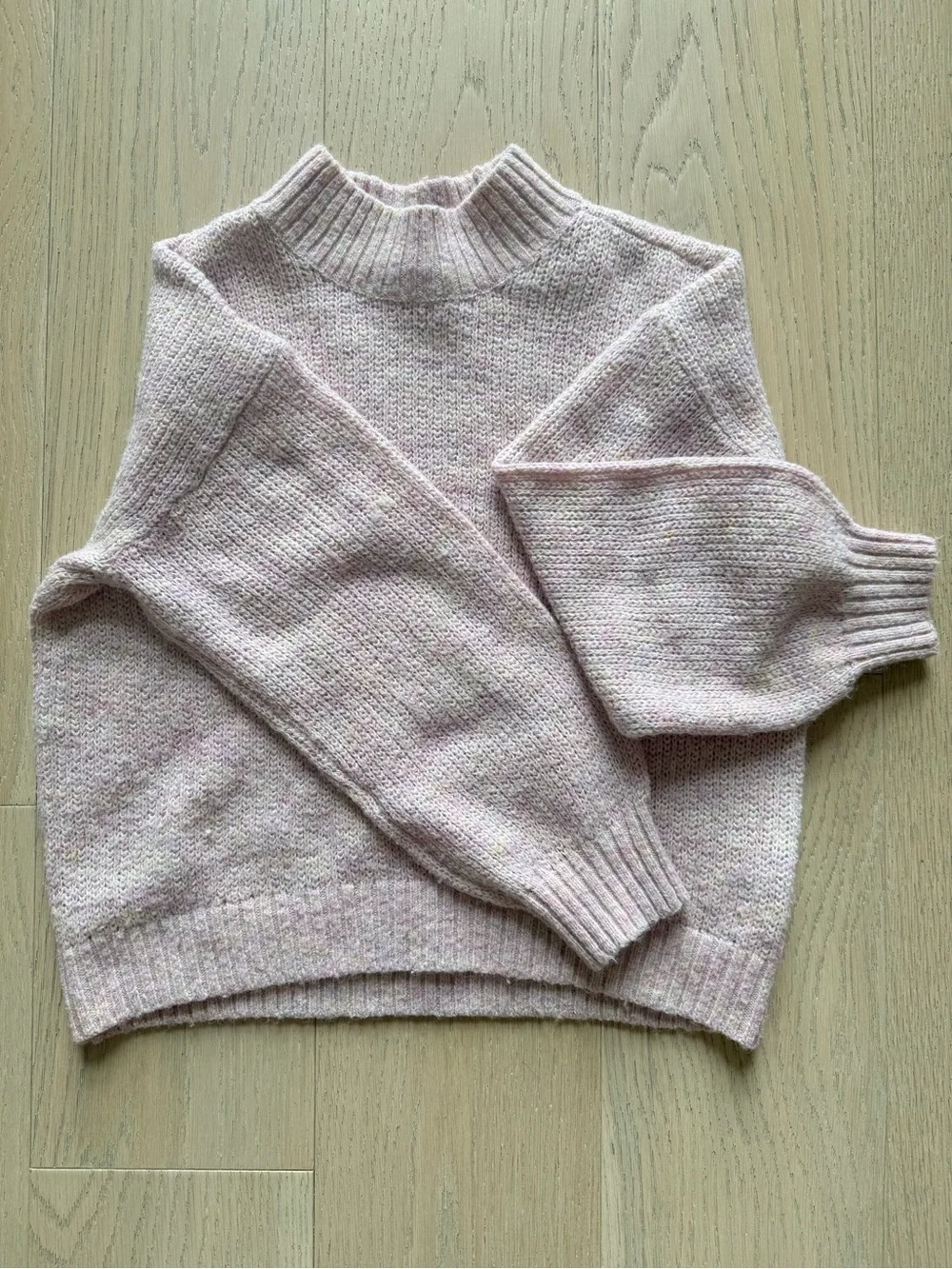 Girls Soft Knit Mock Neck Sweater - Light Pink